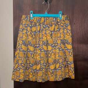 Boden Blue and Gold Paisley Skirt